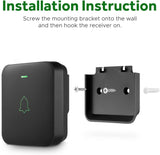 Wireless Door Bell, Waterproof Battery Operated Doorbell Chime Operating at 1000 Feet, Portable Door Chime kit