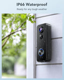 Video Doorbell Camera Wireless, 2K HD Smart Door bell Camera Head-to-Toe View, Battery Operated, PIR Motion Detection, Night Vision, 2-Way Audio, SD Card & Cloud Storage