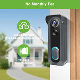 Video Doorbell Camera Wireless with Chime, 2K HD WiFi Smart Doorbell, Voice Changer, PIR Motion Detection, 2-Way Audio, Night Vision, 2.4G, IP66, Battery Powered