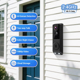 Smart Video Doorbell Camera, Wireless Indoor/Outdoor Surveillance Cam, Motion Detection, Live View, Night Vision, Doorbell Receiver Included, 2-Way Audio, Night Vision, Cloud Storage, 2.4G WiFi