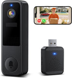 2K Wireless Video Doorbell Camera with AI Human Detection, Night Vision & Two-Way Audio, Battery-Powered, Cloud Storage, Alexa Compatible, Includes Chime