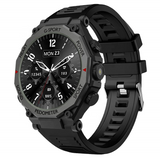 Professional smart watch with round screen, multi-sport modes, true fitness tracker, heart rate monitor, and flashlight.